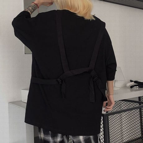 ストラップ付き Tシャツ 半袖 ルーズ 韓国ファッション レディース トップス ゆったり 大きめ カジュアル ストリートファッション DTC-641557398016