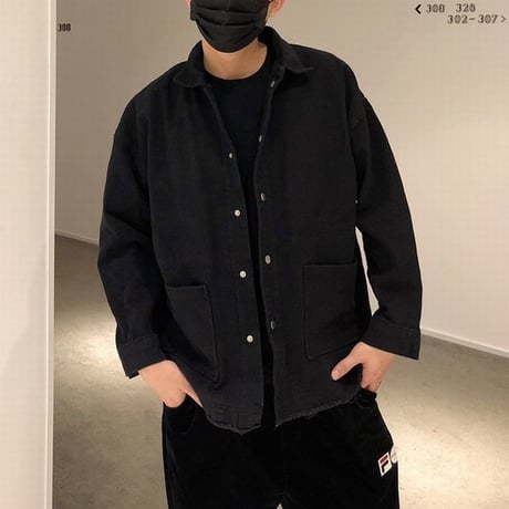 メンズ ダメージ加工 切りっぱなし ジャケット ミドル丈 韓国ファッション (DCT-588336778016)