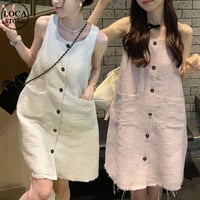 ベストワンピース ノースリーブ ワンピース ミニワンピース ルーズウエスト ルーズ レトロ 韓国ファッション レディース 大人可愛い ガーリー DTC-674611062977