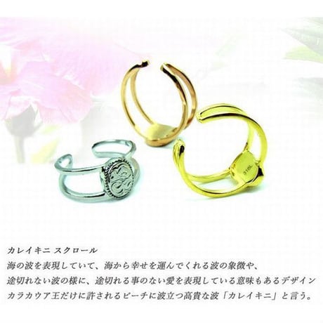 【ハワイアンジュエリー / HawaiianJewelry】 リング/指輪 リバーシブル フリーサイズ K14 イエローゴールド コーティング インスタ (grs8612)