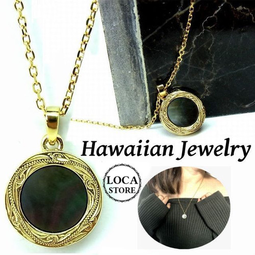 ハワイアンジュエリー ネックレス メダル ブラックシェル ハワイアンジュエリー / HawaiianJewelry】ネックレス メダル