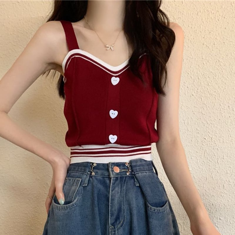 ニットタンクトップ ニットキャミソール ニットベスト ハート型