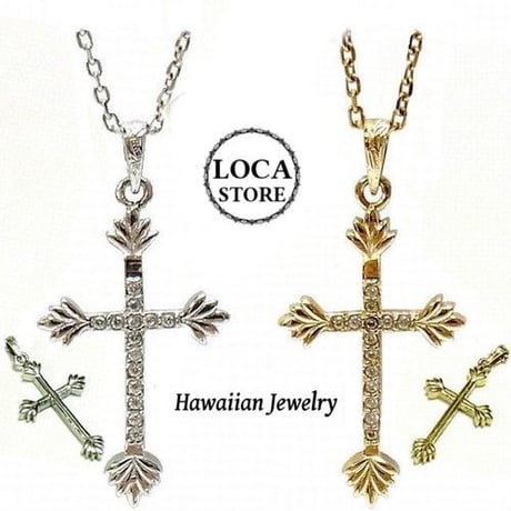 【ハワイアンジュエリー / HawaiianJewelry】 ネックレス リバーシブル レディース メンズ ペア ゴールド シルバー クロス 石インスタ (gps81010)