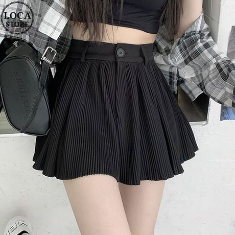 プリーツ ショートパンツ ハイウエスト Aライン ワイドパンツ レトロ 韓国ファッション レディース 大人可愛い ガーリー DTC-707576598152