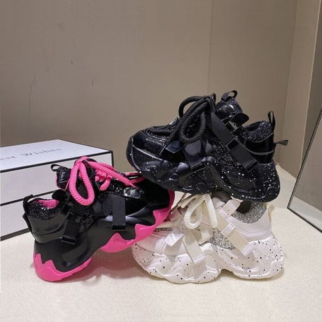 厚底スニーカー グリッター 22.0～24.5cm ラメ 厚底 ダッドスニーカー スニーカー ダッドシューズ スポーツ カジュアル 韓国ファッション レディース DTC-734896092511