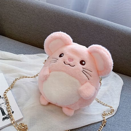 ミニ ファーバッグ ネズミ マウス 干支 韓国ファッション バッグ ぬいぐるみ ショルダーバッグ 斜め掛け ハンドバッグ メッセンジャーバッグ ミニバッグ (DTC-602079137165)