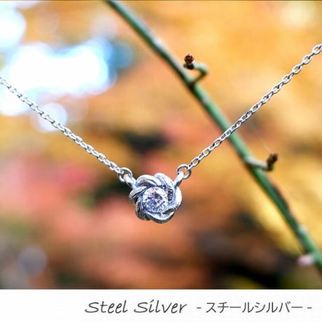 ハワイアンジュエリー ネックレス フラワー 花 金属アレルギー対応 1粒 石 キュービックジルコニア スクロール 波 ペンダント メンズ レディース サージカルステンレス インスタ gns8195