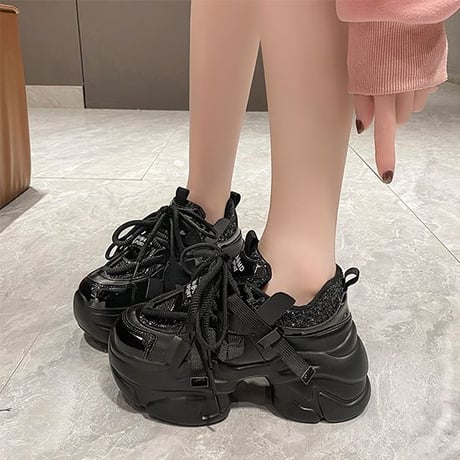 厚底 ダッドスニーカー グリッター 22.0～24.5cm スパンコール ラメ シューズ 厚底スニーカー スニーカー カジュアル 韓国ファッション レディース DTC-756833443111