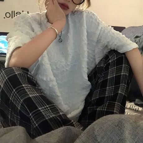 Tシャツ 凹凸 立体的 半袖 ゆったり 韓国ファッション レディース 半袖Tシャツ 大人可愛い カジュアル ストリートファッション DTC-641643271309