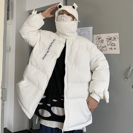 ユニセックス ダウンジャケット カエル フードジャッパー ルーズ 韓国ファッション メンズ レディース 男女兼用 ジップアップ ゆったり カジュアル ストリート系 DTC-631426595628