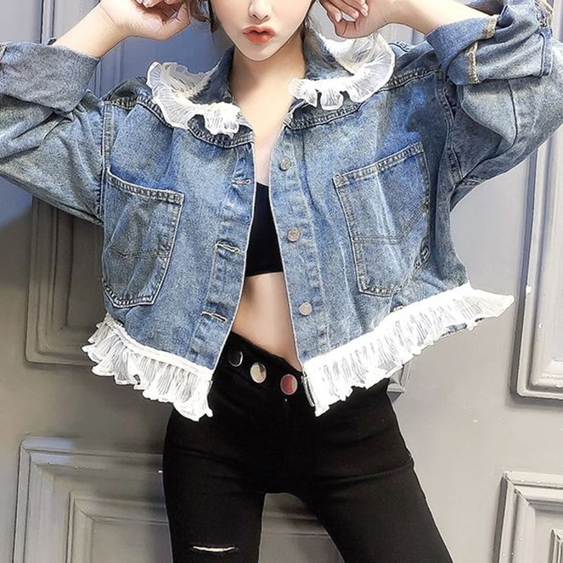 フランシュリッペ　フリルが可愛いデニムジャケット　ファスナー　未使用 210.jpg