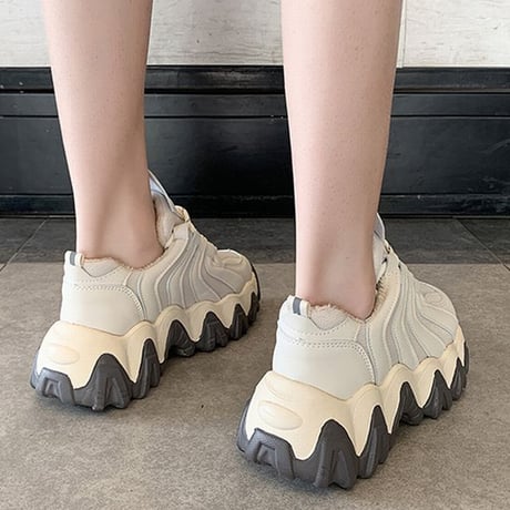 ダットスニーカー レースアップ ヒール6cm 厚底 22.5～25.0cm 韓国ファッション レディース 厚底スニーカー 歩きやすい スポーツ かわいい ガーリー 612789956033
