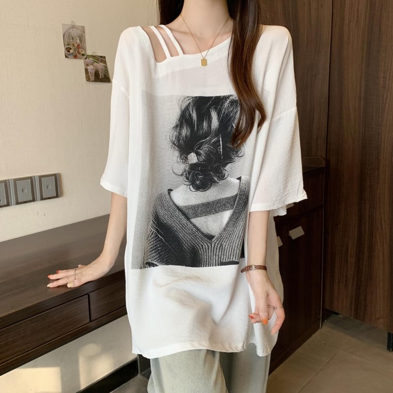 Rest&Recreation ワンショルダー Tシャツ 韓国ベージュ Rest & Recreation RR ONE SHOULDER LONG SLEEVE TOP レスト