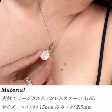 ネックレス コイン 金属アレルギー対応 マンテル マーキュリーダイム リバティ メンズ レディース サージカル ステンレス インスタ シルバー ゴールド ピンクゴールド インスタ gns8214