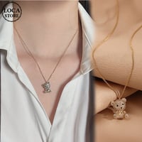 ネックレス キラキラ クマちゃん ベアー CZ チェーン付き レディース ペンダント 合金 アクセサリーDTC-638377948303)