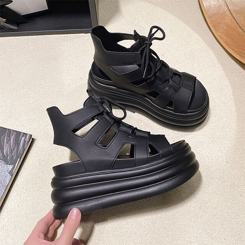 厚底サンダル グラディエーター 22.0～24.5cm サンダル レース