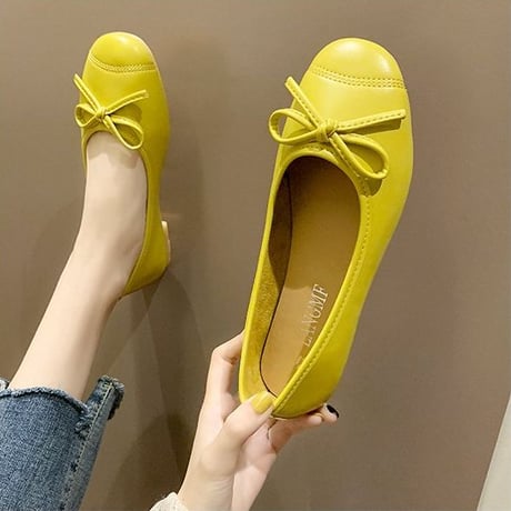 パンプス リボン フラットシューズ 22.5～25.0cm ぺたんこ 韓国ファッション レディース シンプル フラットパンプス ローヒール シューズ キュート かわいい 598254974136