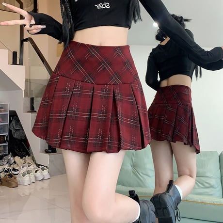 チェック柄 プリーツ ミニスカート ウール調 プリーツスカート ハイウエスト Aライン 秋 冬 レトロ 韓国ファッション レディース 大人可愛い ガーリー DTC-838382584182