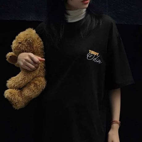 ユニセックス Tシャツ 半袖 マスククマちゃん バックプリント オーバーサイズ 大きめ カジュアル 韓国ファッション メンズ レディース 韓国ストリートファッション DTC-673750986109