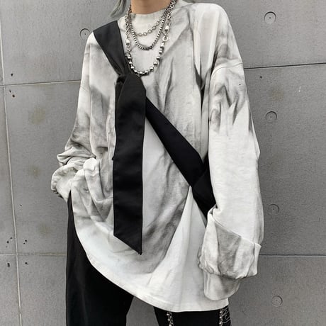 ユニセックス タイダイ染め Tシャツ 長袖 オーバーサイズ 韓国ファッション メンズ レディース ロンT ルーズ カジュアル ストリートファッション DTC-602359639624