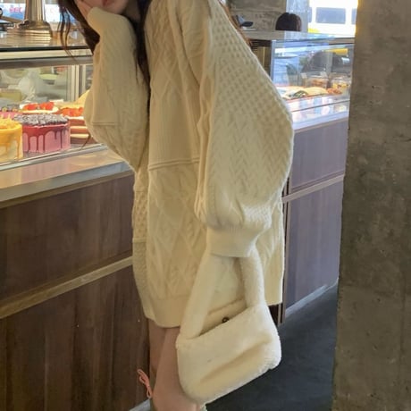フード付き ニット セーター ルーズ プルオーバー ケーブル編み ゆったり 長袖 レトロ 韓国ファッション レディース 大人可愛い ガーリー カジュアル DTC-691352117955