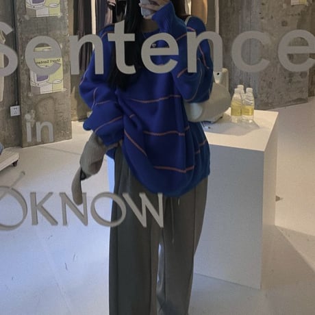 ボーダー ニットセーター プルオーバー クルーネック 厚手 長袖 ルーズ ゆったり レトロ 韓国ファッション レディース  大人可愛い ガーリー カジュアル DTC-658401914498