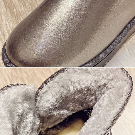 ムートンブーツ ファーブーツ パテントレザー ベルト 防寒 23.0～25.0cm 韓国ファッション レディース ファー ブーツ もこもこ 631047880805