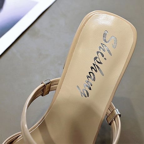 2WAY ストラップ サンダル チャンキーヒール 4cm スクエアトゥ 韓国ファッション レディース 痛くない かわいい 靴 歩きやすい 594723432026