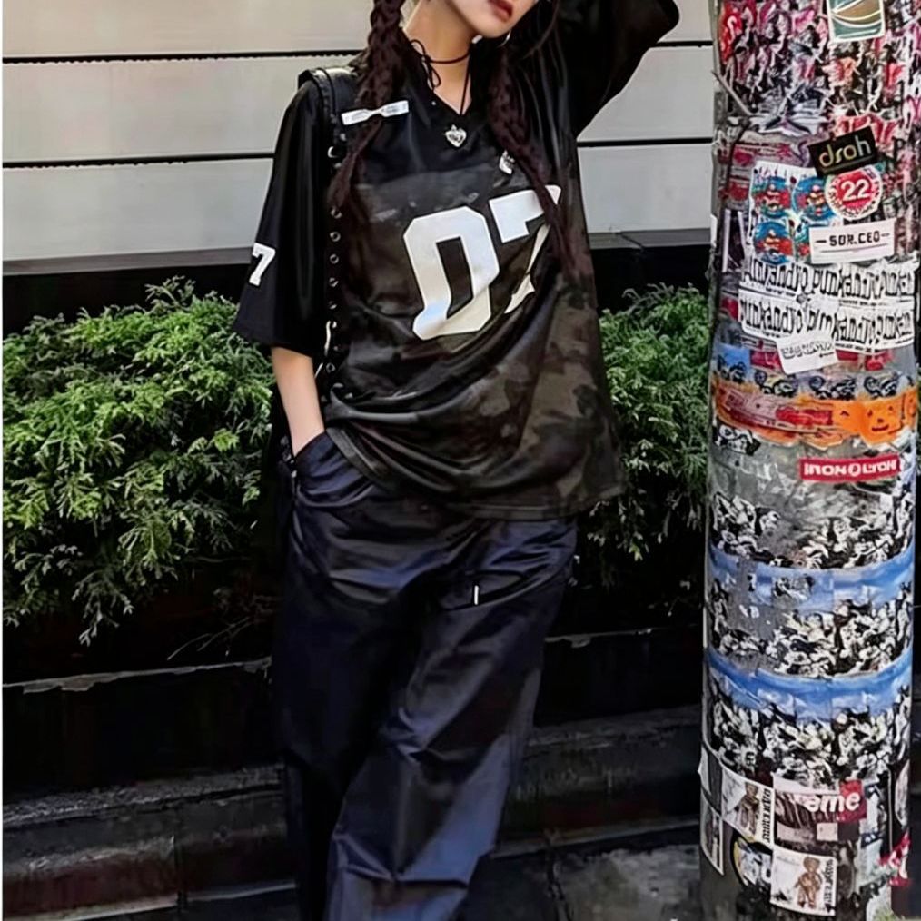 tシャツ メッシュ切り替え ナンバリング カモフラージュ柄 迷彩柄 V