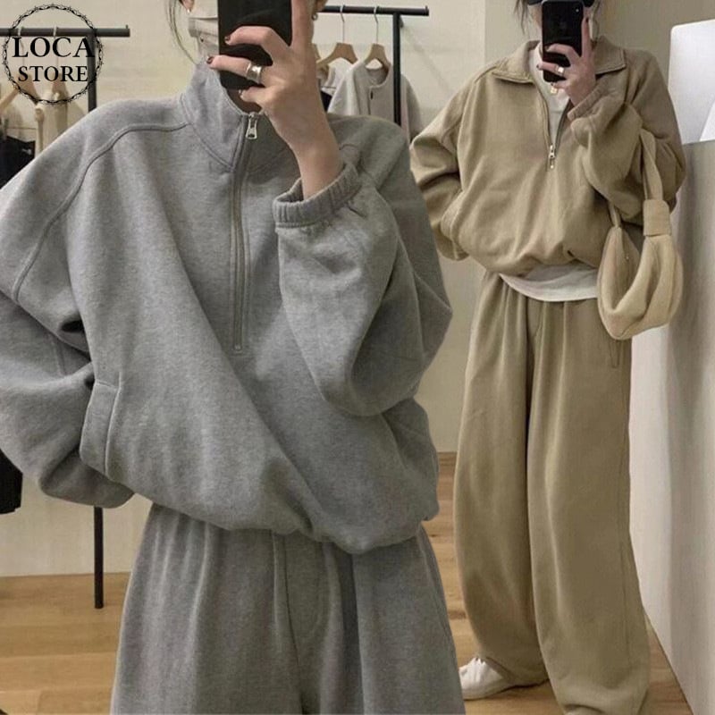 セットアップ 上下セット スウェット ハーフジップ トレーナー パンツ