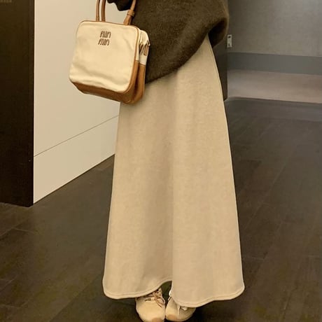 ロングスカート 裏起毛 ハイウエスト Aライン スカート 秋 冬 レトロ 韓国ファッション レディース 大人可愛い ガーリー DTC-856761915787