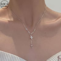 スター クロス ネックレス チェーン付き 六芒星 CZ キュービックジルコニア レディース ペンダント アクセサリー 合金 シンプル ジュエリー アクセサリー DTCA-656708770615