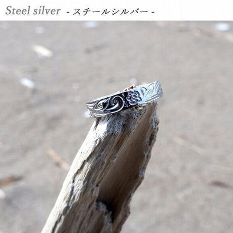 ※数量限定 3mmタイプ ハワイアンジュエリー 指輪 リング メンズ レディース プルメリア スクロール ホヌ サージカル ステンレス 金属アレルギー対応 インスタ (ropr04-3mm)