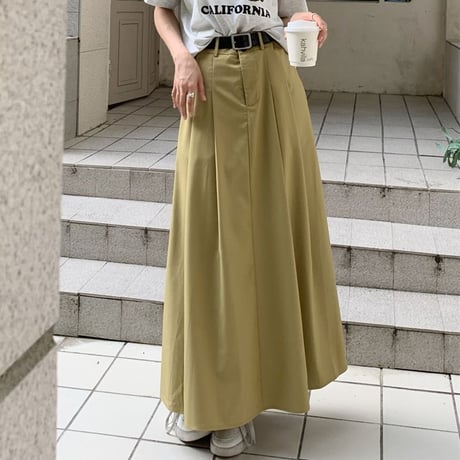 タック ロングスカート ハイウエスト フレア Aラインスカート プリーツ スカート レトロ韓国ファッション レディース 大人可愛い ガーリー DTC-679231010864