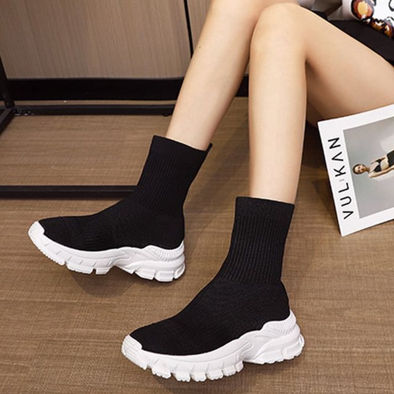 厚底 ソックススニーカー ショートブーツ 22.5〜25.0cm ソックス 厚底 ソックススニーカー ショートブーツ 22.5〜25.0cm ソックス