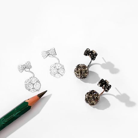 ピアス リボン CZ キラキラ 韓国アクセサリー キャッチ CZ キュービックジルコニア 合金 シルバー925 アクセサリー DTC-559637702621