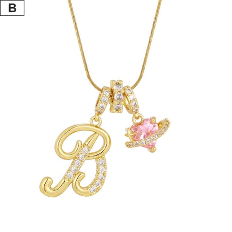 イニシャル Ａ-Ｚ ネックレス チェーン付き ゴールド アルファベット ハートチャーム スネークボーンチェーン ペンダント アクセサリー 合金 ジュエリー DTCA-1026122476779