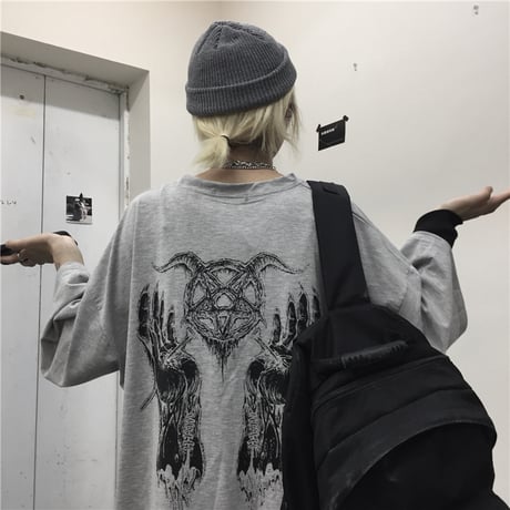 ユニセックス Tシャツ 半袖 メンズ レディース ダークホラー プリント オーバーサイズ 大きいサイズ ルーズ ストリート DTC-598850483866