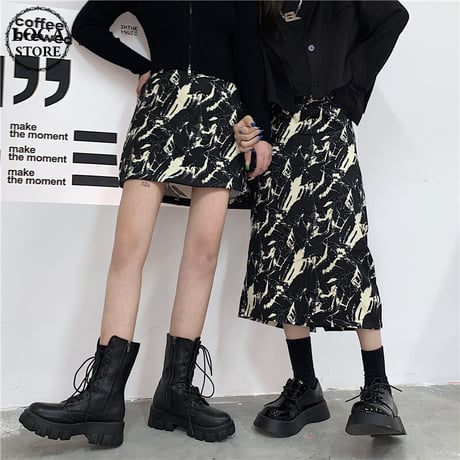 2点セット ミニスカート ＋ ロングスカート タイダイ染め 台形スカート ハイウエスト 韓国ファッション レディース タイトスカート 大人可愛い ガーリー DTC-635660946074_S