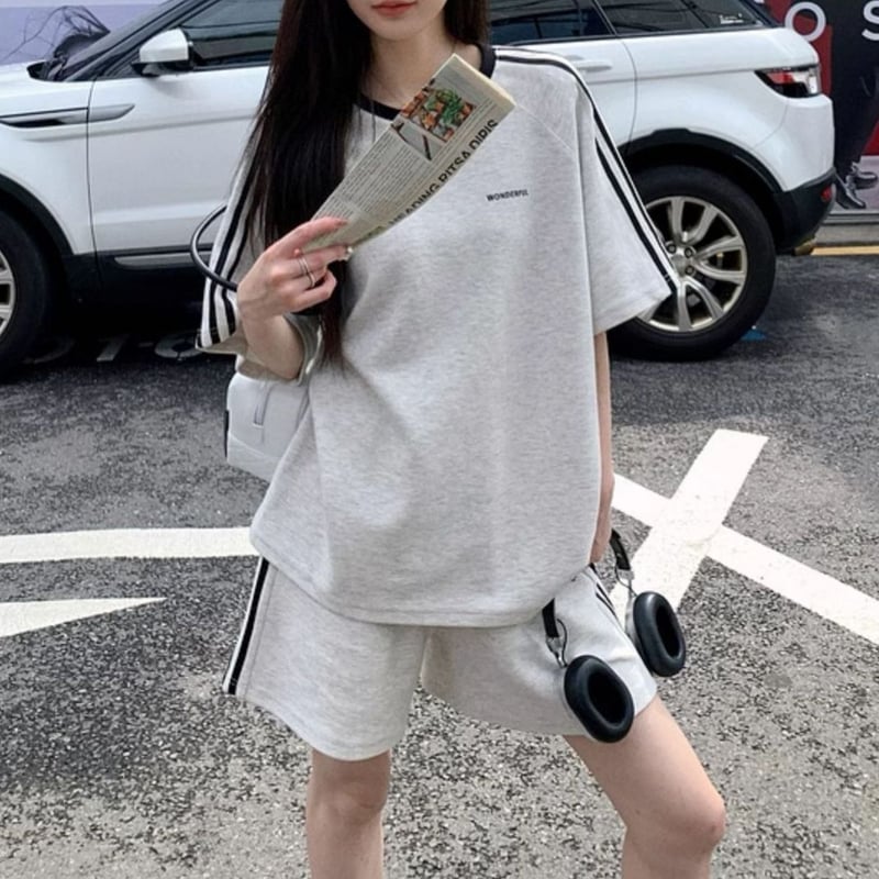 セットアップ 2点セット サイドライン tシャツ ショートパンツ ロゴ