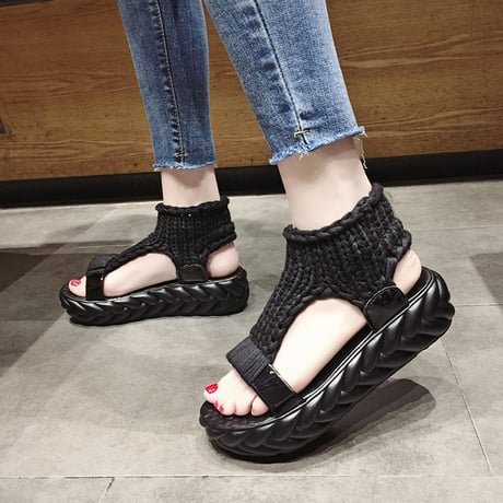 スポーツサンダル 22.5～25.0cm 厚底 ソックス ダットソール スポサン 韓国ファッション レディース ニットサンダル サンダル 厚底サンダル 歩きやすい 549429172556