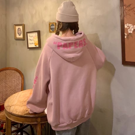 パーカー プルオーバー プラスベルベット ルーズ カジュアル 韓国ファッション レディース フーディー ゆったり 大きめ ストリート系 ファッション DTC-627139520644