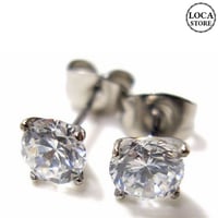 【ステンレスアクセサリー】幅0.2cm 1粒 CZ ダイヤモンド ピアス ステンレス 金属アレルギー対応 esj801
