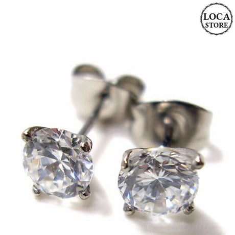 【ステンレスアクセサリー】幅0.2cm 1粒 CZ ダイヤモンド ピアス ステンレス 金属アレルギー対応 esj801