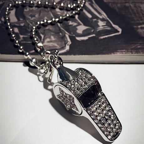 ネックレス ホイッスル チェーン付き 韓国アクセサリー ペンダント キラキラ 合金 アクセサリー ジュエリー パーティー (DTC-522889945673)