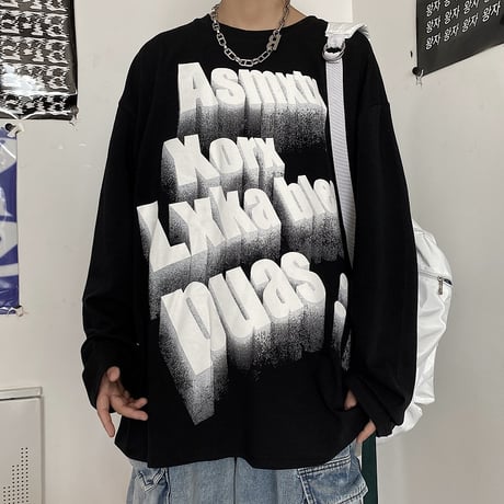 ユニセックス Tシャツ 長袖 ロンT レタープリント プルオーバー オーバーサイズ 韓国ファッション メンズ レディース 大きめ カジュアル ストリートファッションDTC-654243924367