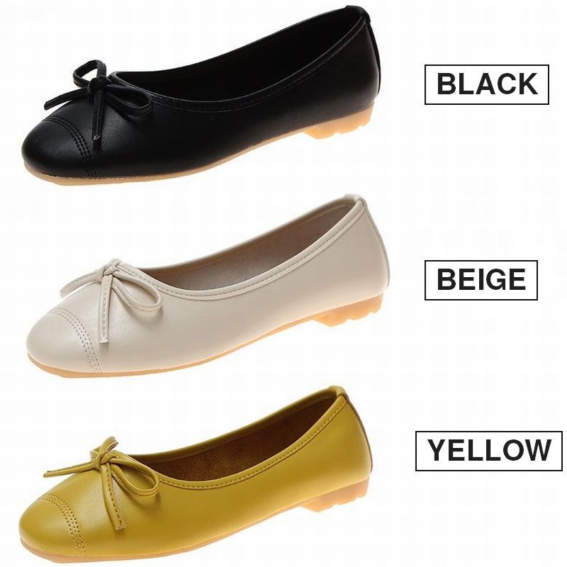 ダ*チ様 リボン パンプス シューズ フラット 25cm マシュマロ SY