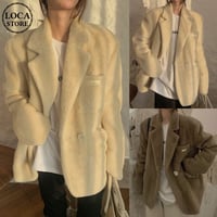 ファージャケット ボアジャケット テーラードジャケット もこもこ ゆったり ボア フェイクファー 長袖 ルーズ レトロ 韓国ファッション レディース 大人可愛い DTC-659218427049