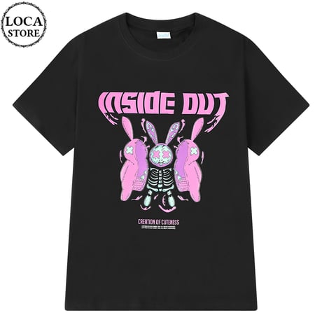 ユニセックス Tシャツ 半袖 うさぎ スケルトン プリント オーバーサイズ 大きめ カジュアル 韓国ファッション メンズ レディース 韓国ストリートファッション DTC-641627202982