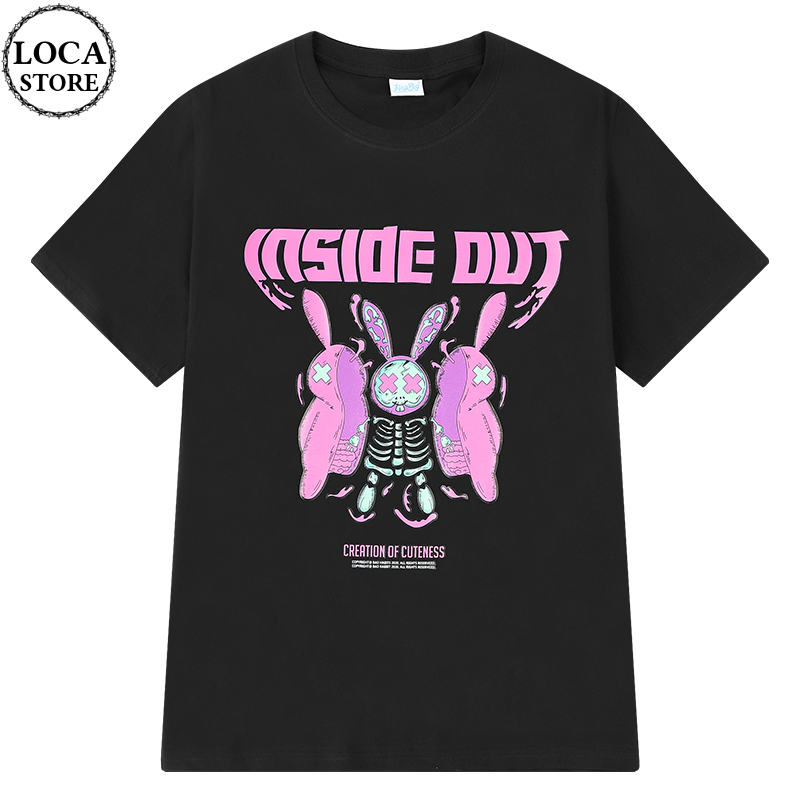【boohoo】オーバーサイズ スケルトン ハート プリント Tシャツ ユニセックス Tシャツ 半袖 うさぎ スケルトン プリント
